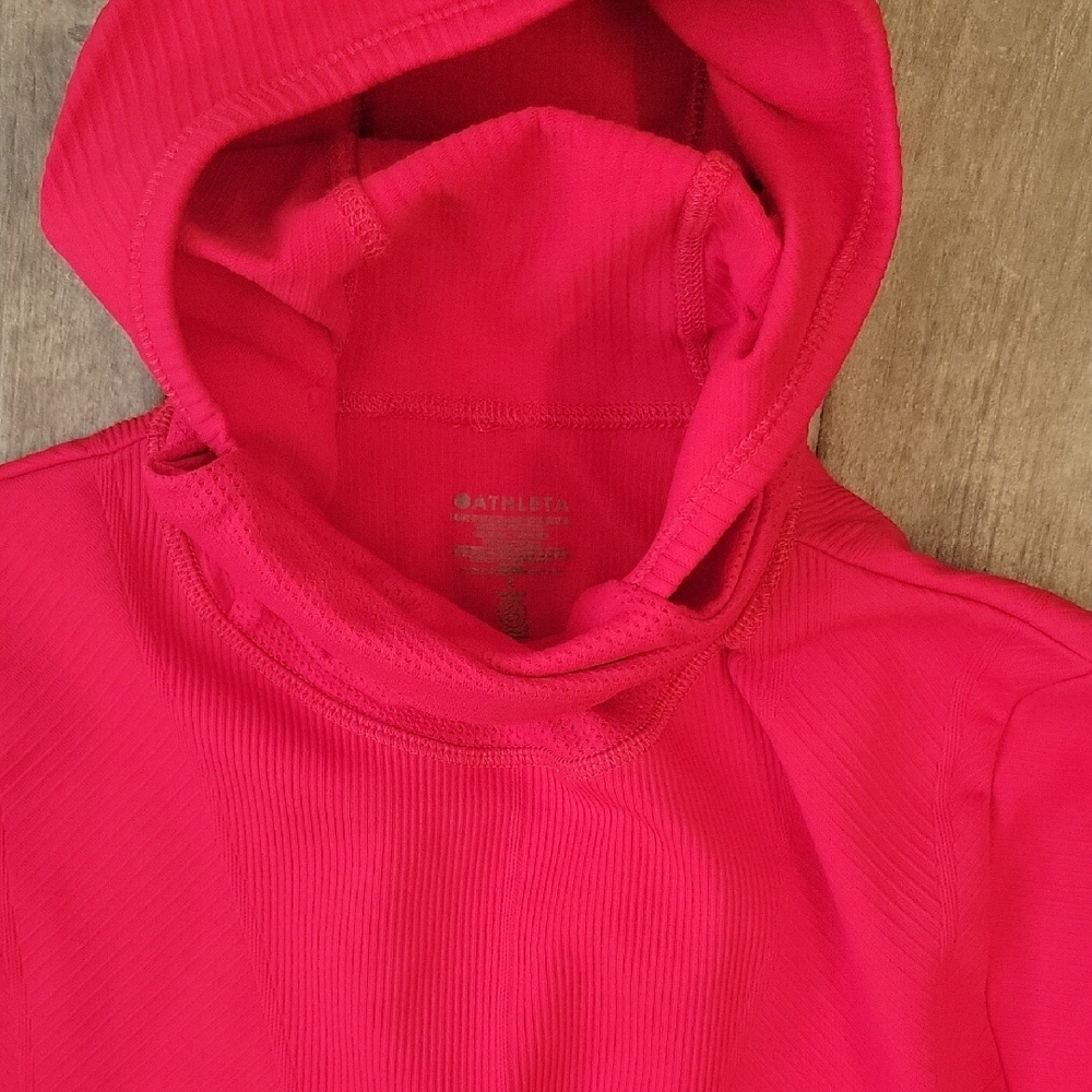 Athleta Red Ribbed Hoodie